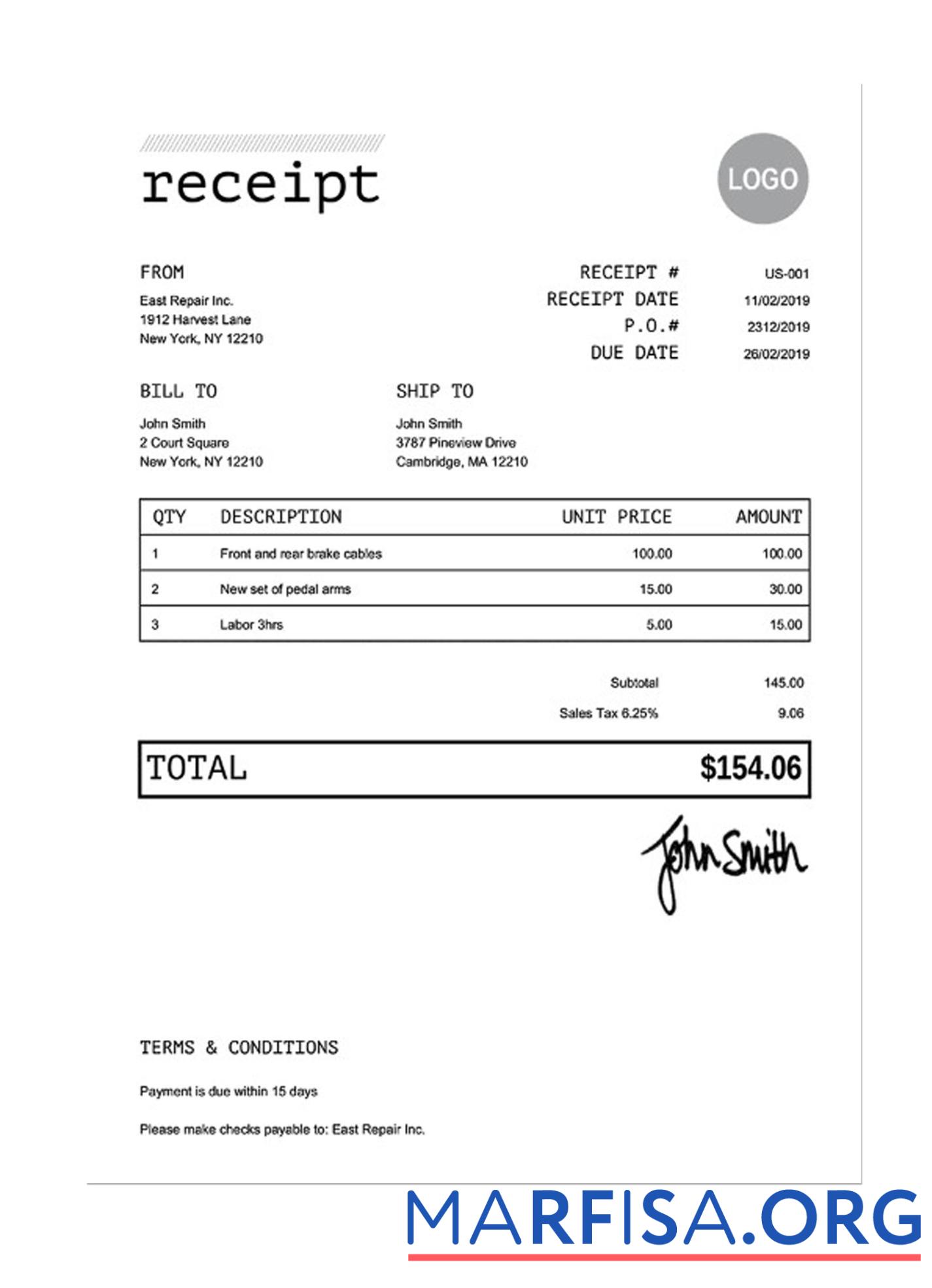 Realistic RECEIPT template